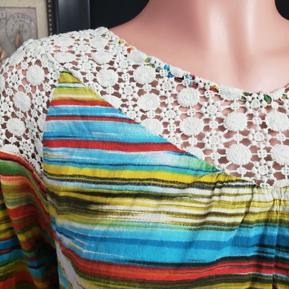 NEW DIRECTION Multicolor Striped Tunic Medium - Picture 3 of 4